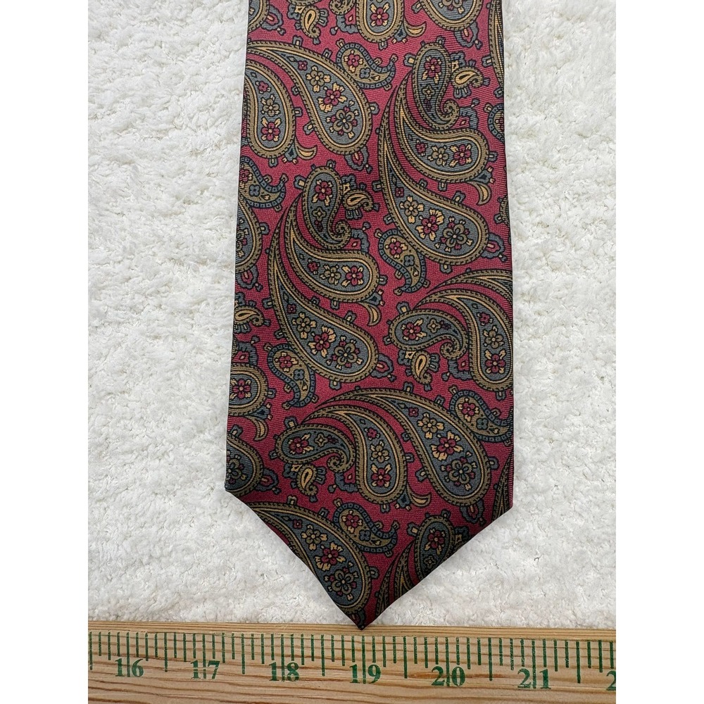Stafford Tie Necktie Mens Burgundy Excellent Silk Paisley Woven Made in USA - Picture 2 of 4